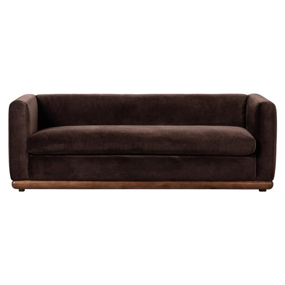 Jordane Mid Century Modern Dark Brown Velvet Sofa - 83