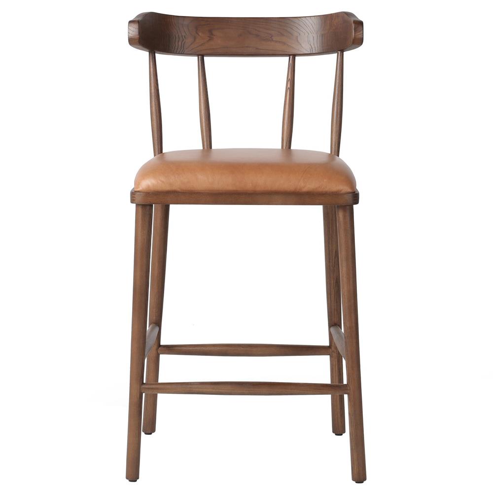 Bella Modern Classic Brown Leather Windsor Counter Stool|