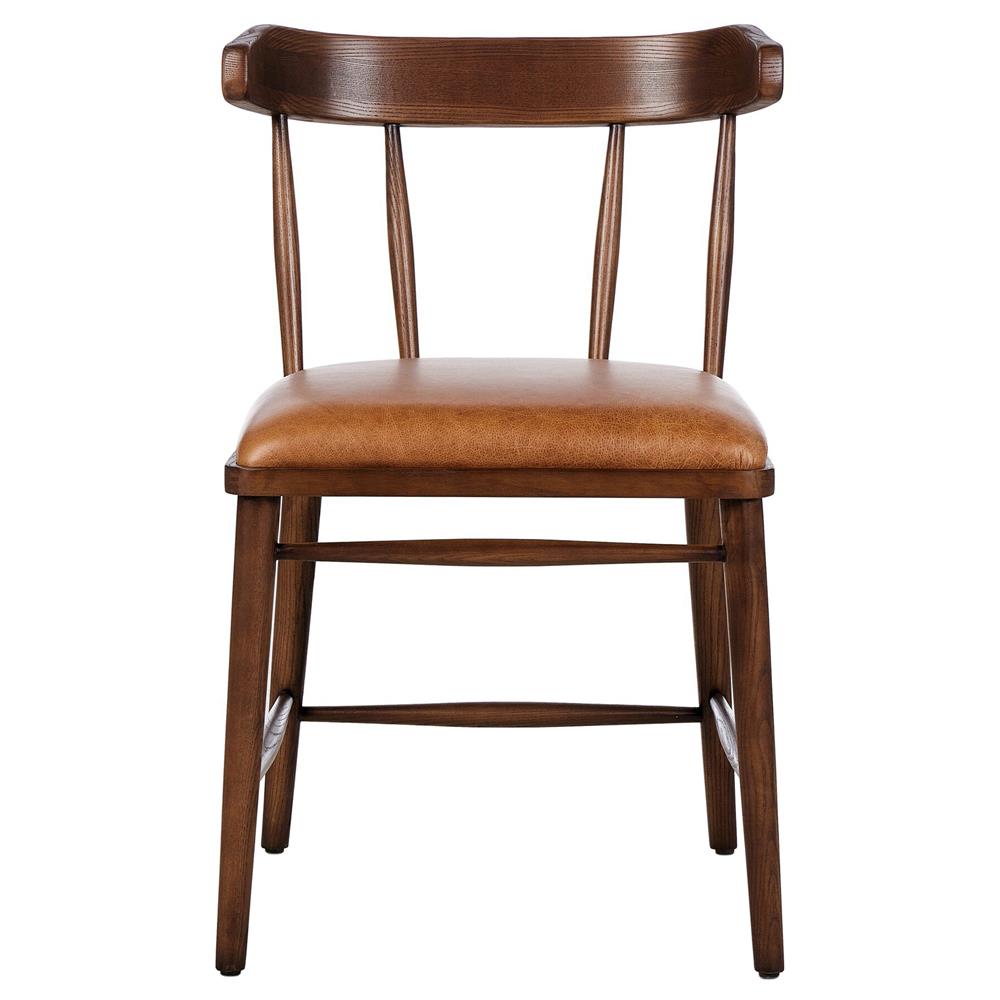 Bella Modern Classic Brown Leather Windsor Dining Side Chair|