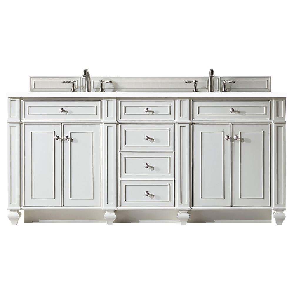 Fynn French Country White Zeus Quartz White Wood Double Vanity Sink - 72"|