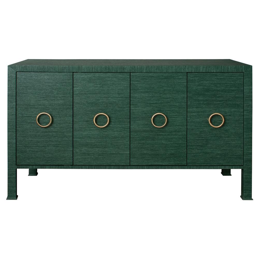 Worlds Away Rue Mid Century Modern Green Grasscloth Buffet