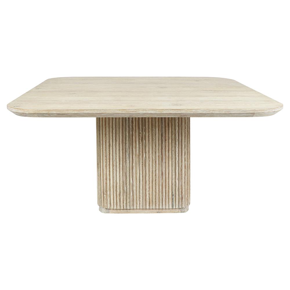 Velle Coastal Beach Cream Washed Oak Square Dining Table - 60"|