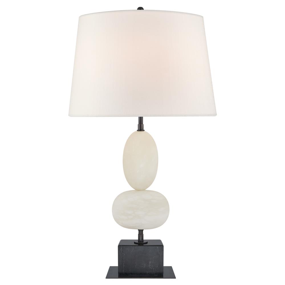 Visual Comfort Dani Modern White Alabaster Black Marble Cordless Table Lamp|