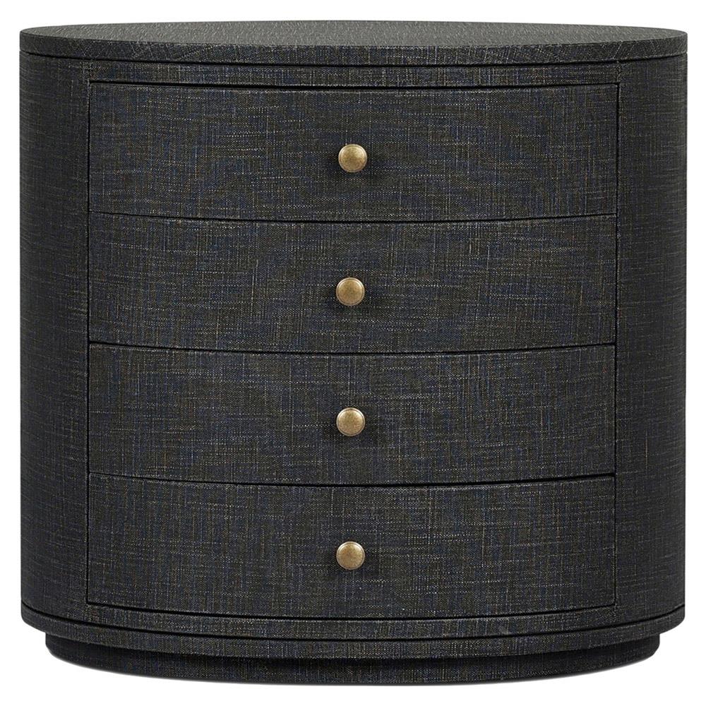 Beatrice Modern Classic Black Painted Linen Oval Nightstand|