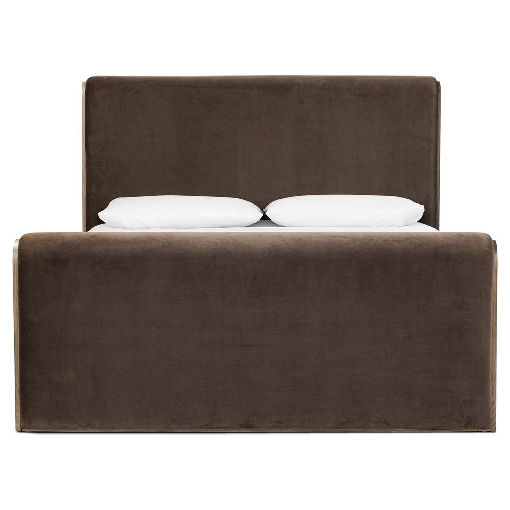 Ruby Modern Classic Brown Velvet Bed - Queen|