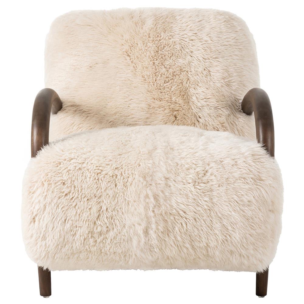 Adriel Rustic Lodge Cream Wool Fur Arm Chair|