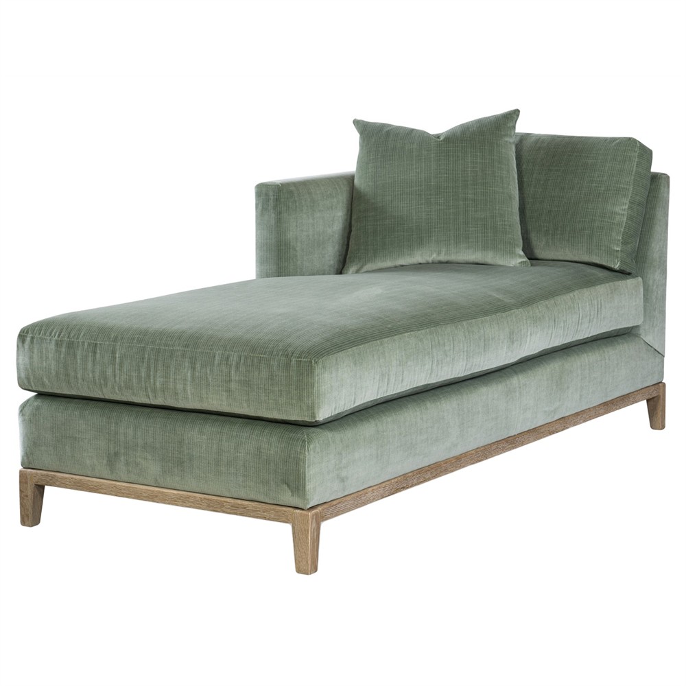 Highland House Harold Modern Classic Green Velvet Chaise Lounge - LAF|