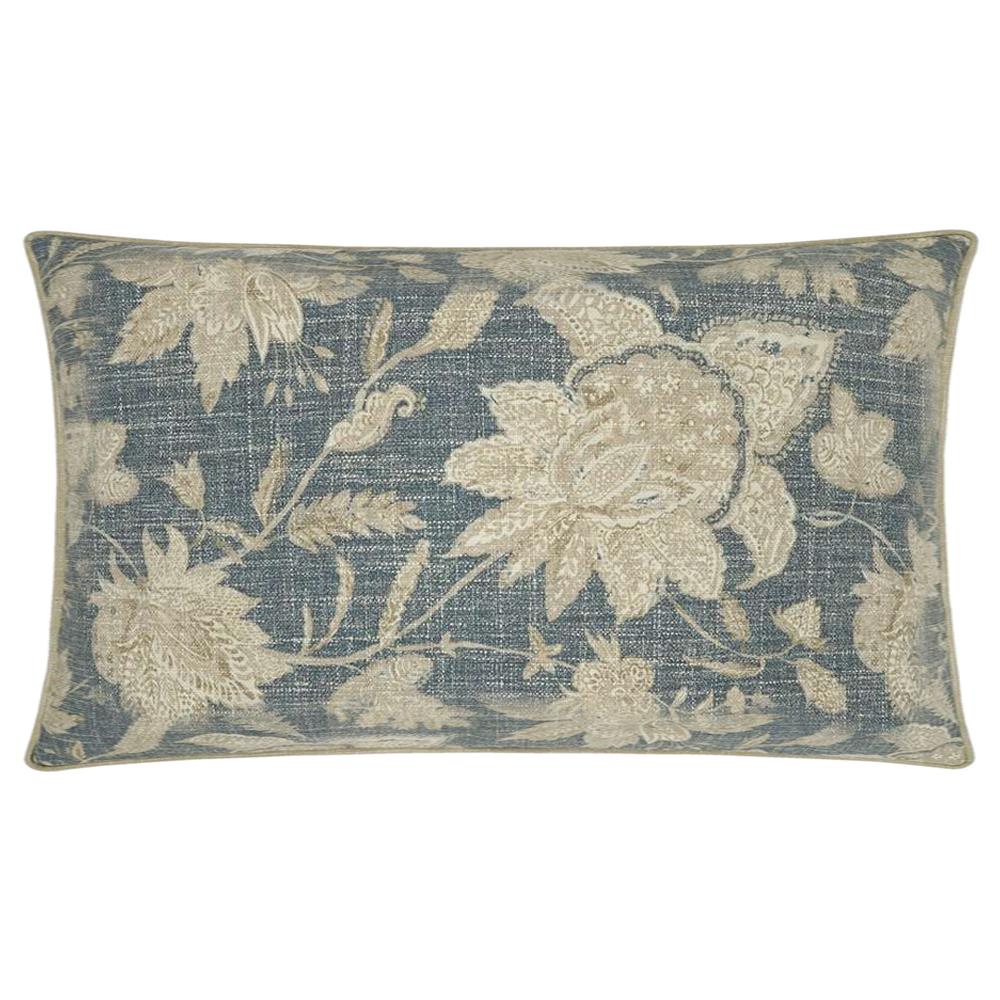 Gracie French Country Indigo Floral Decorative Lumbar Pillow - 14x24|
