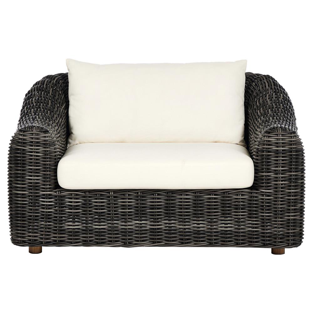 Celina Coastal Cream Upholstered Charcoal Teak Outdoor Arm Chair|