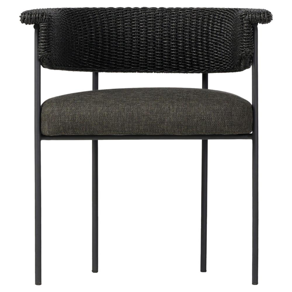 Penelope Modern Classic Black Woven Outdoor Dining Arm Chair|