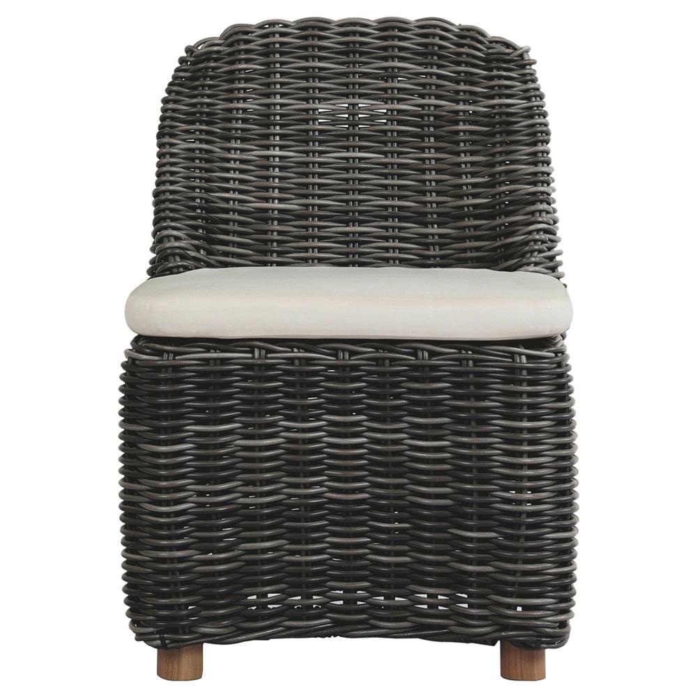Celina Coastal Cream Upholstered Charcoal Teak Outdoor Dining Chair|