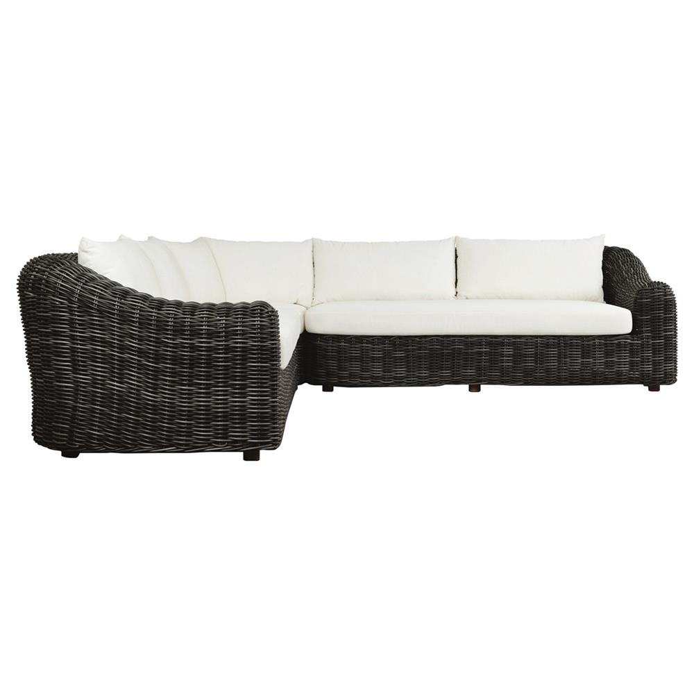 Celina Coastal Cream Upholstered Charcoal Teak Outdoor Sectional - 122"|