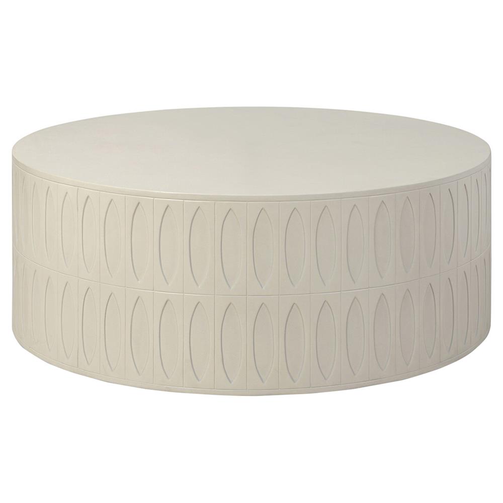 Jeremy Modern Classic White Concrete Round Outdoor Drum Coffee Table|