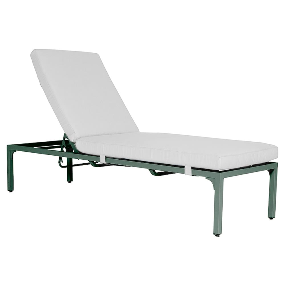 Tracey French Country White Sunbrella Green Aluminum Outdoor Chaise Lounge|