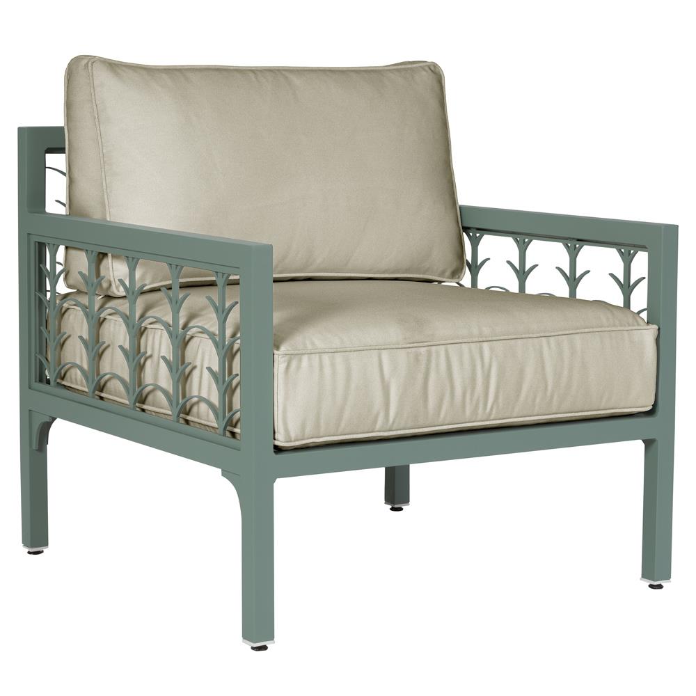 Tracey French Country Beige Sunbrella Green Aluminum Outdoor Lounge Chair|