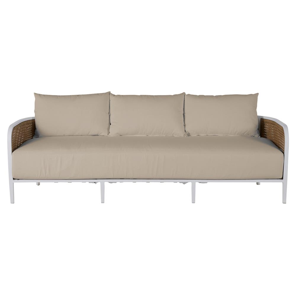 Havana Beige Sunbrella White Aluminum Outdoor Sofa - 86"|