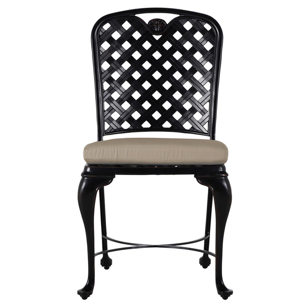 Provance Beige Sunbrella Ancient Earth Black Outdoor Dining Chair|