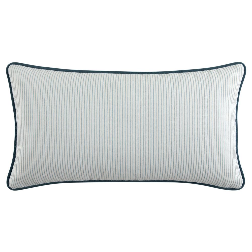 Presley Coastal Light Blue Pinstripe Indoor Outdoor Lumbar Pillow - 12x20|