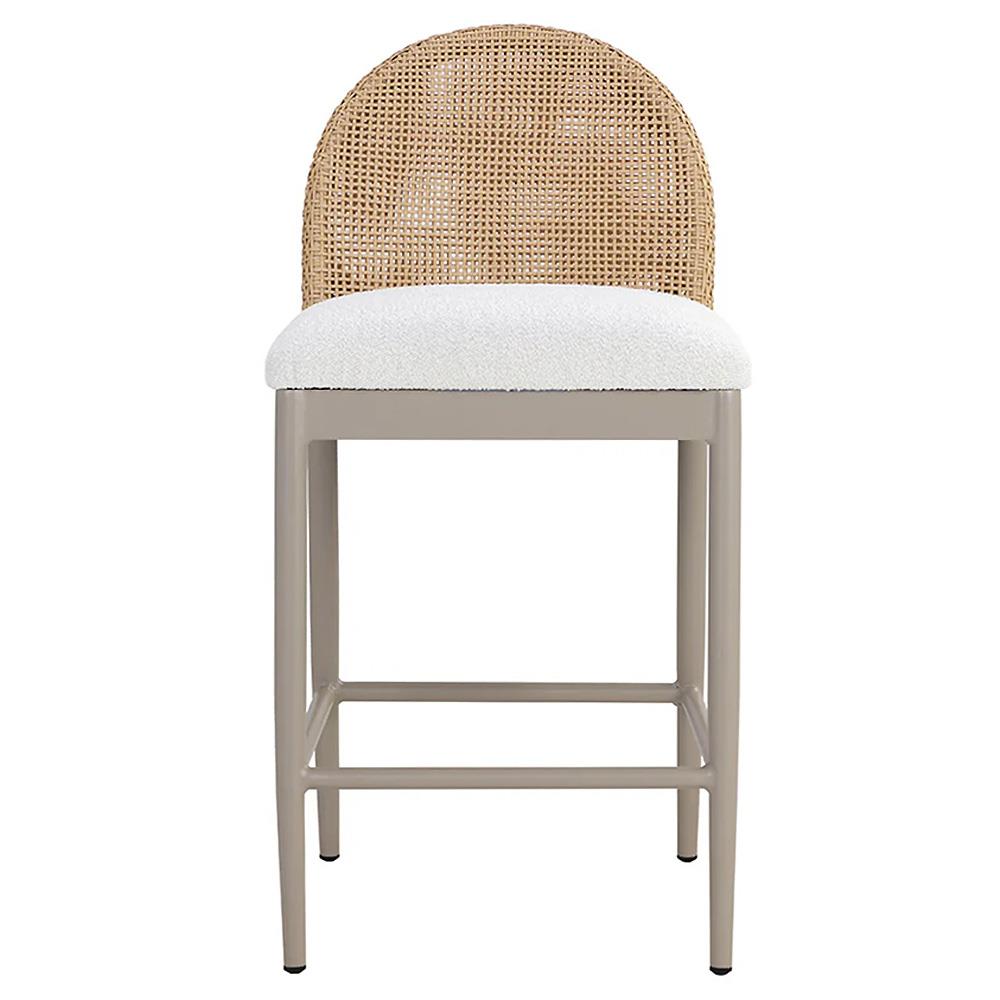Marwa Coastal Cream Boucle Natural Wicker Outdoor Counter Stool|