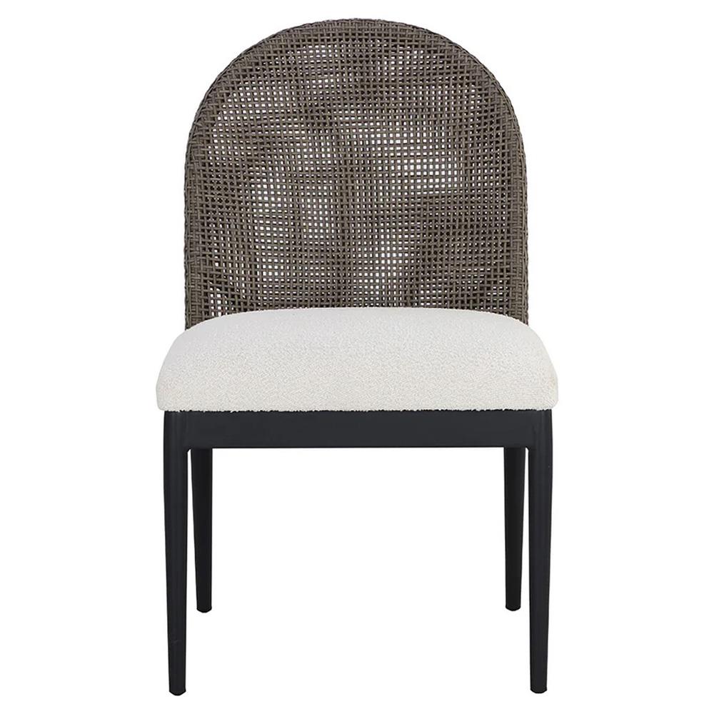 Marwa Cream Boucle Ore Grey Wicker Dining Side Chair - Set of 2|