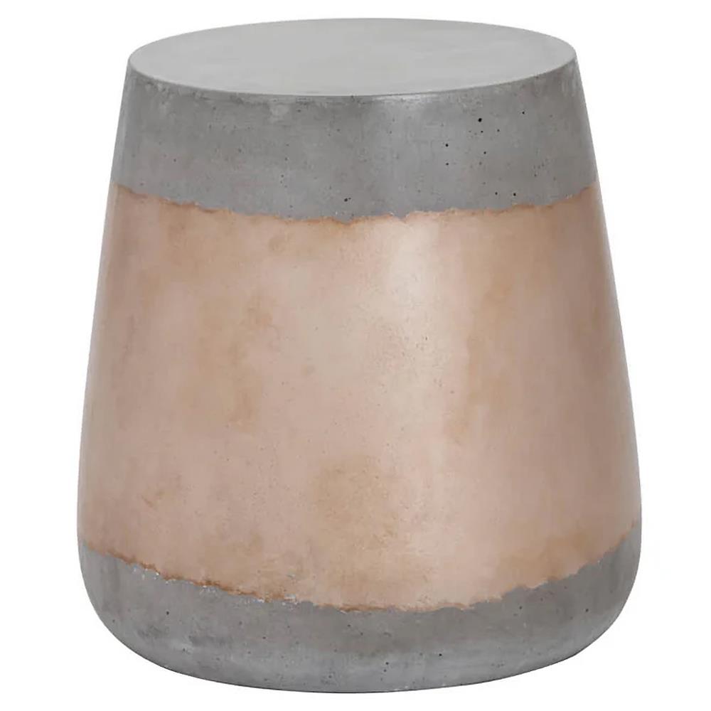 Costera Industrial Gold Concrete Round Drum Outdoor Side Table|