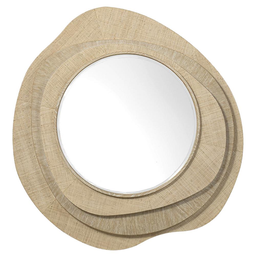 Palecek Larissa Coastal Beach Natural Raffia Round Wall Mirror