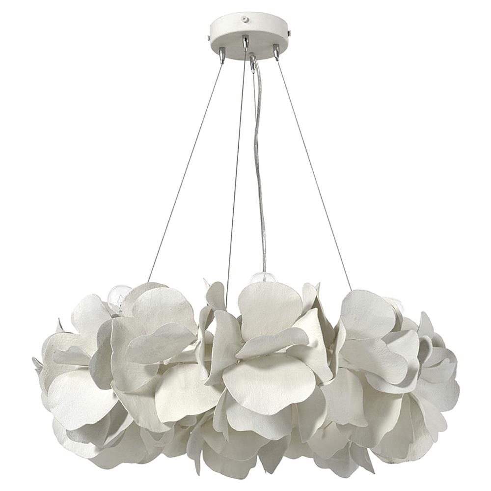 Palecek Virginia Coastal Beach White Fiberglass Floral Round Chandelier|