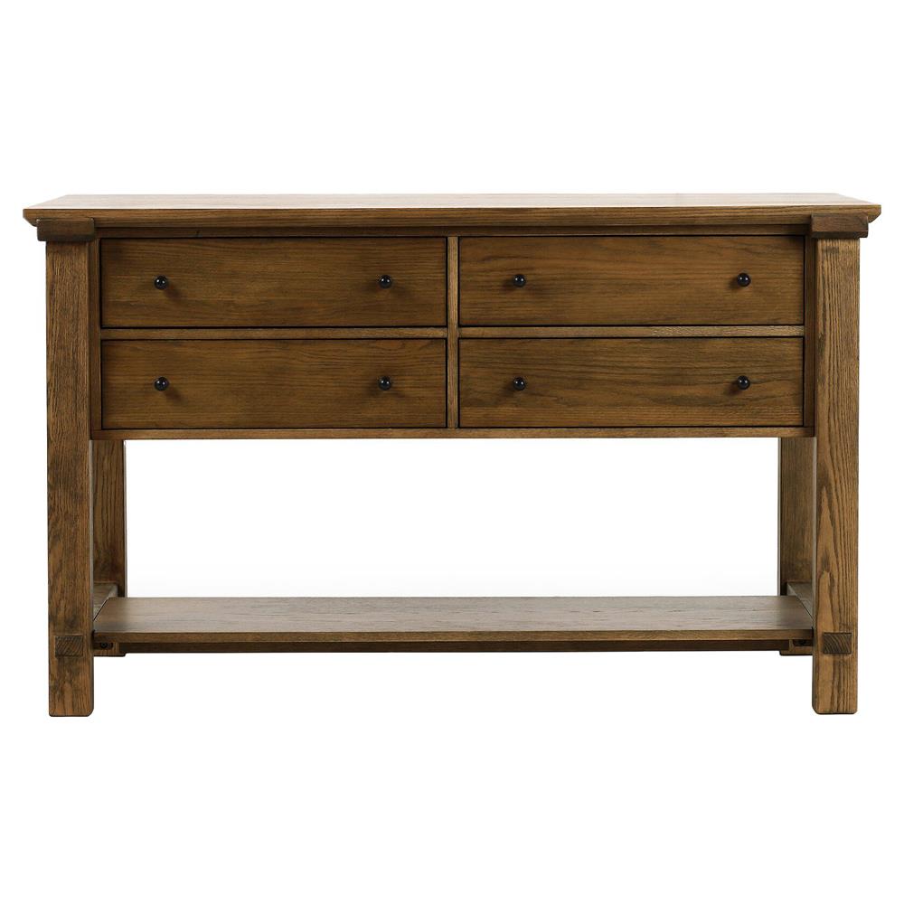 Gavin Rustic Brown Oak Rectangular Kitchen Island - 60"|
