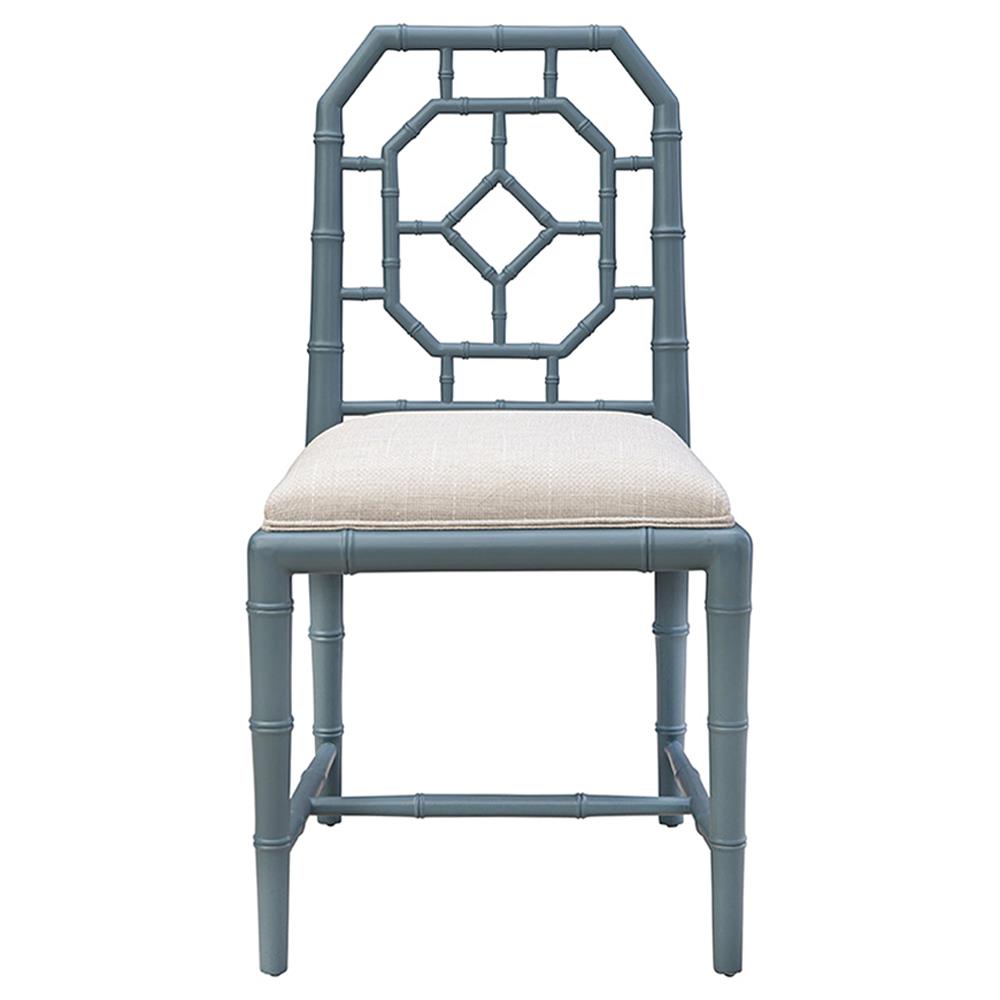 Dalma Coastal Cream Performance Light Blue Wood Dining Chair|