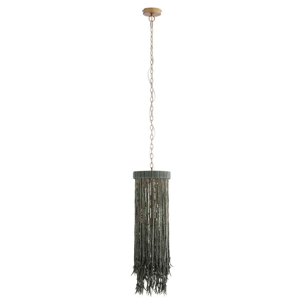 Baja Coastal Beach Dark Grey Beaded Wood Pendant|