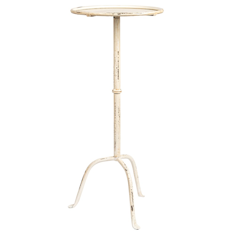 Felix French Country Antique White Iron Round Drink Table|