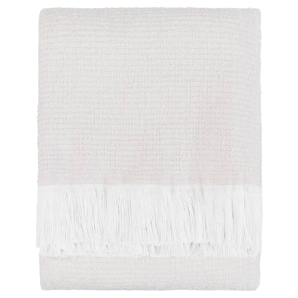 Haleigh White Sunbrella Crosshatch Textured Indoor / Outdoor Throw Blanket|