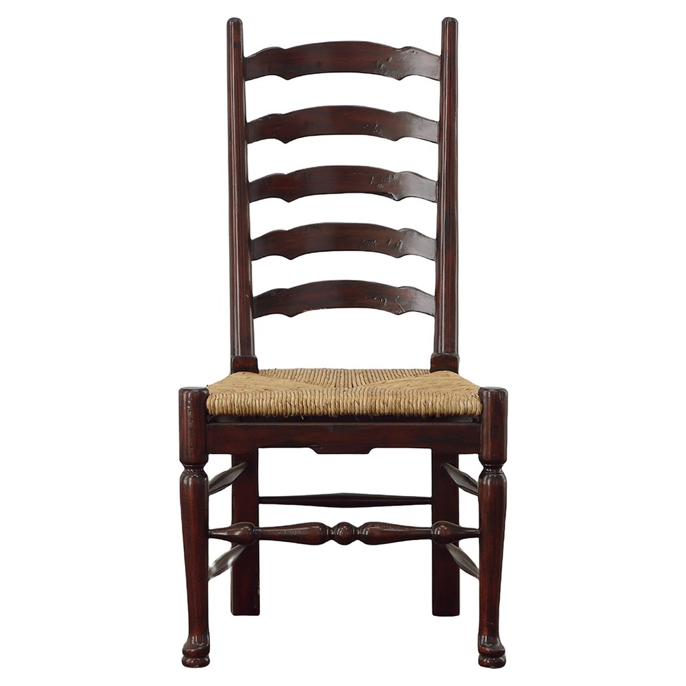 Ezra Updated Traditional Brown Wood Woven Dining Side Chair|