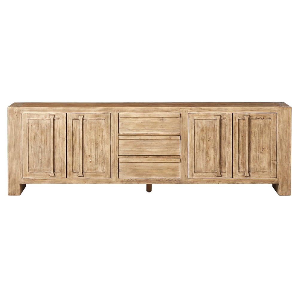 Nerin Coastal Beach Distressed Brown Wood Sideboard|