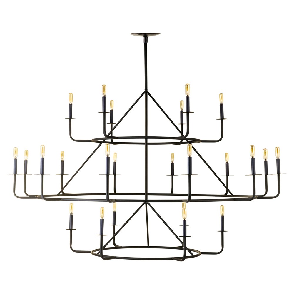 Bertell Updated Traditional Matte Black 3 Tier Steel Chandelier Oversized  (Greater than 35\, image size:1000x1000