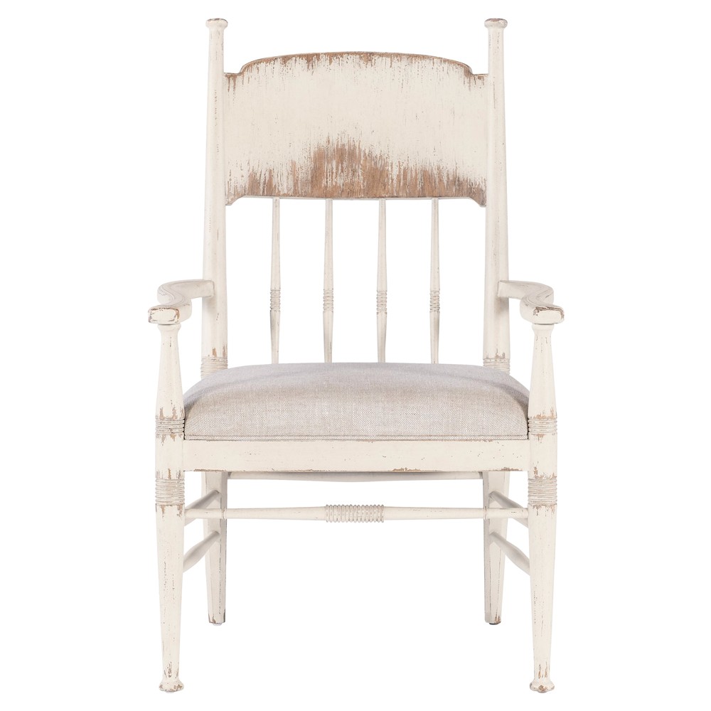 Leo Updated Traditional Beige Performance White Oak Windsor Dining Arm Chair|