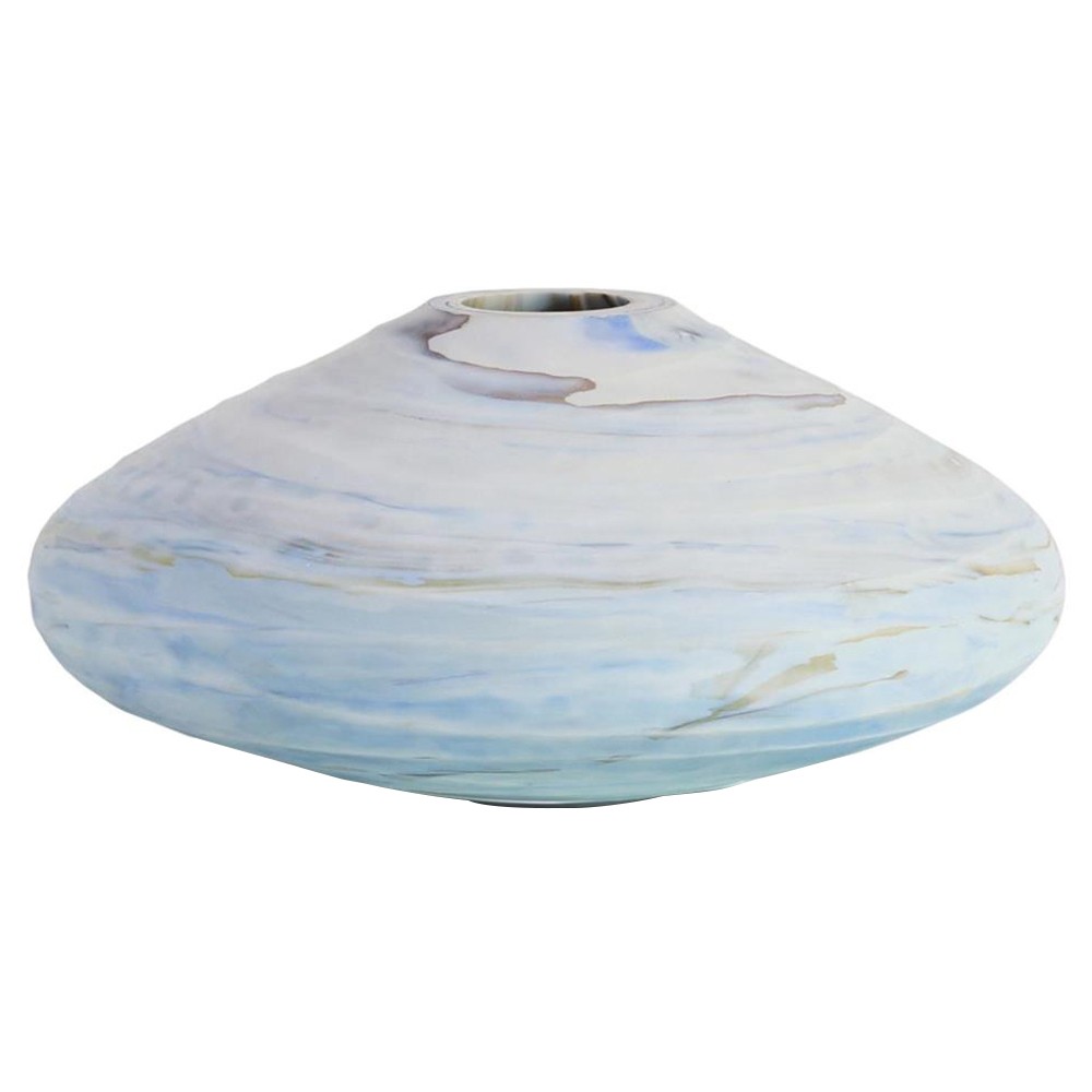 John-Richard Twirling Vapors Coastal Beach Blue Glass Decorative Vase - 15"|