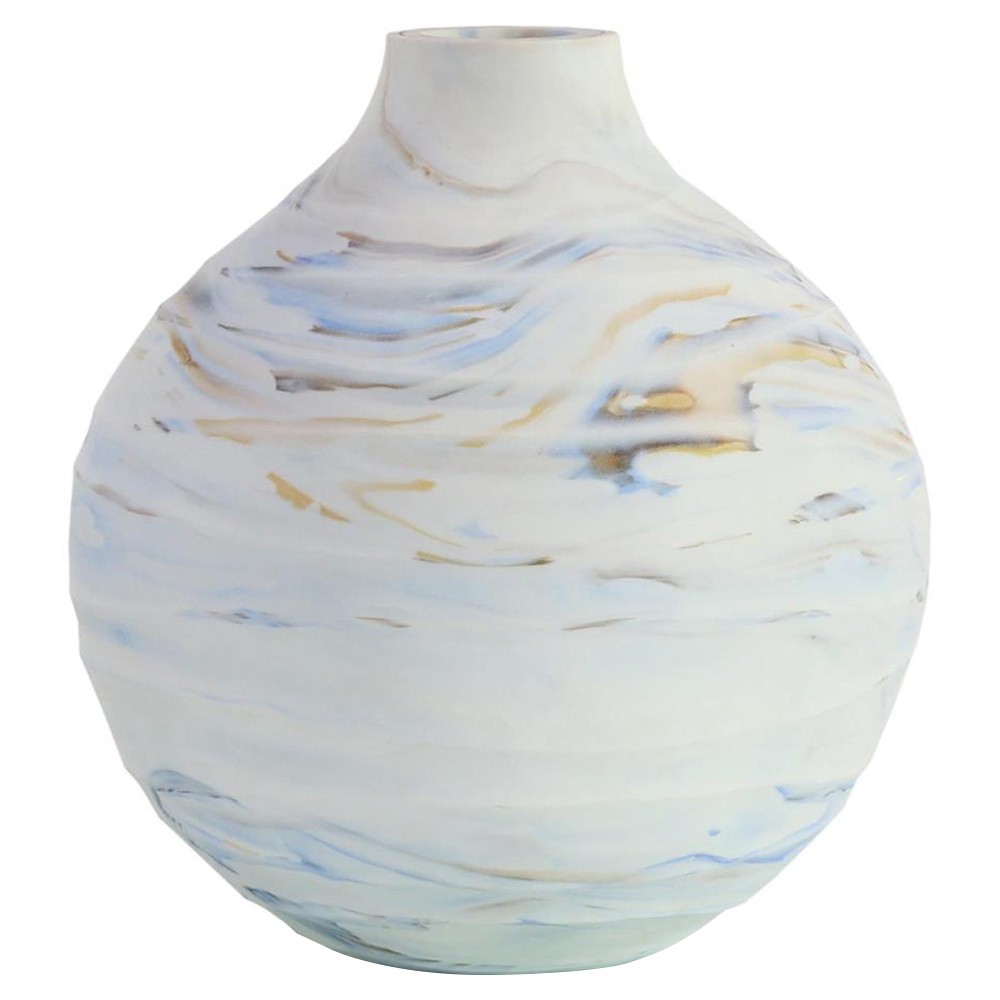 John-Richard Twirling Vapors Coastal Beach Blue Glass Decorative Vase - 11"|