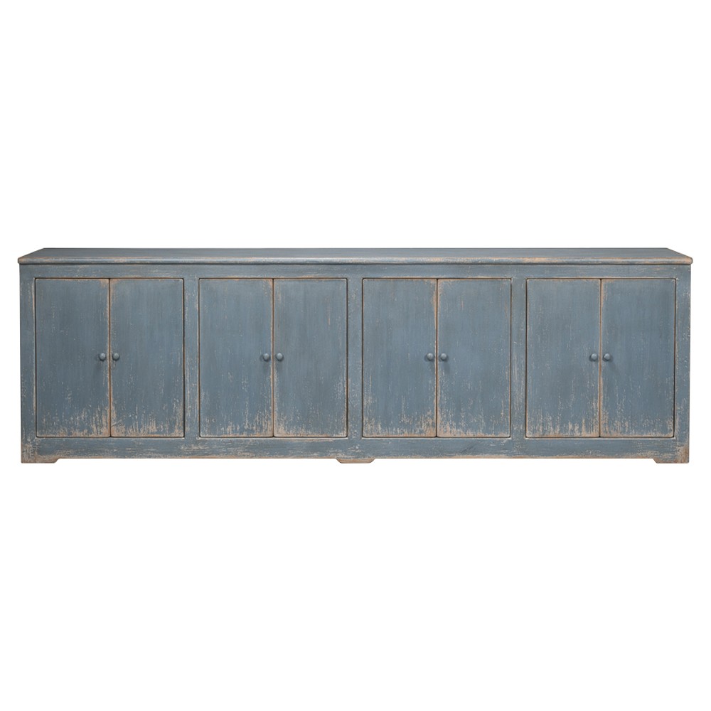 Errol Coastal Beach Distressed Blue Wood Sideboard Extra Wide