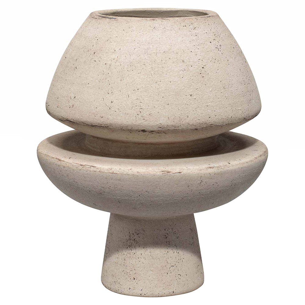 Diego Coastal Off White Ceramic Textured Decorative Vase|