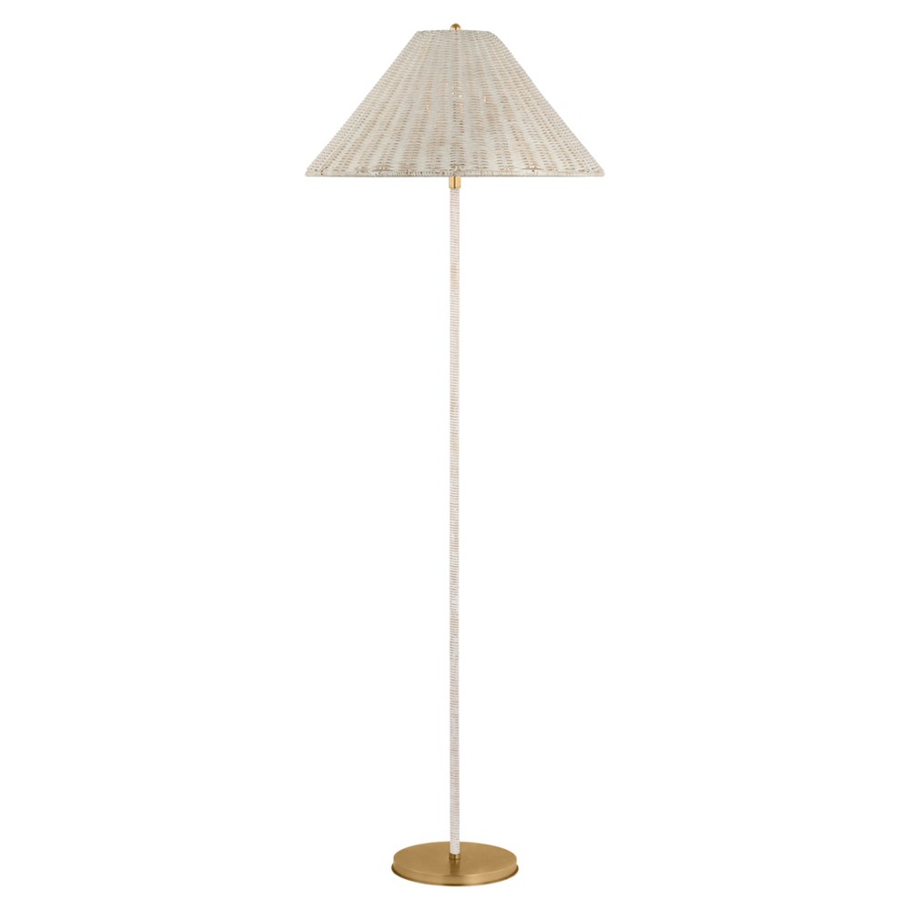 Visual Comfort Wimberley Updated Traditional White Wicker Wrapped Floor Lamp|