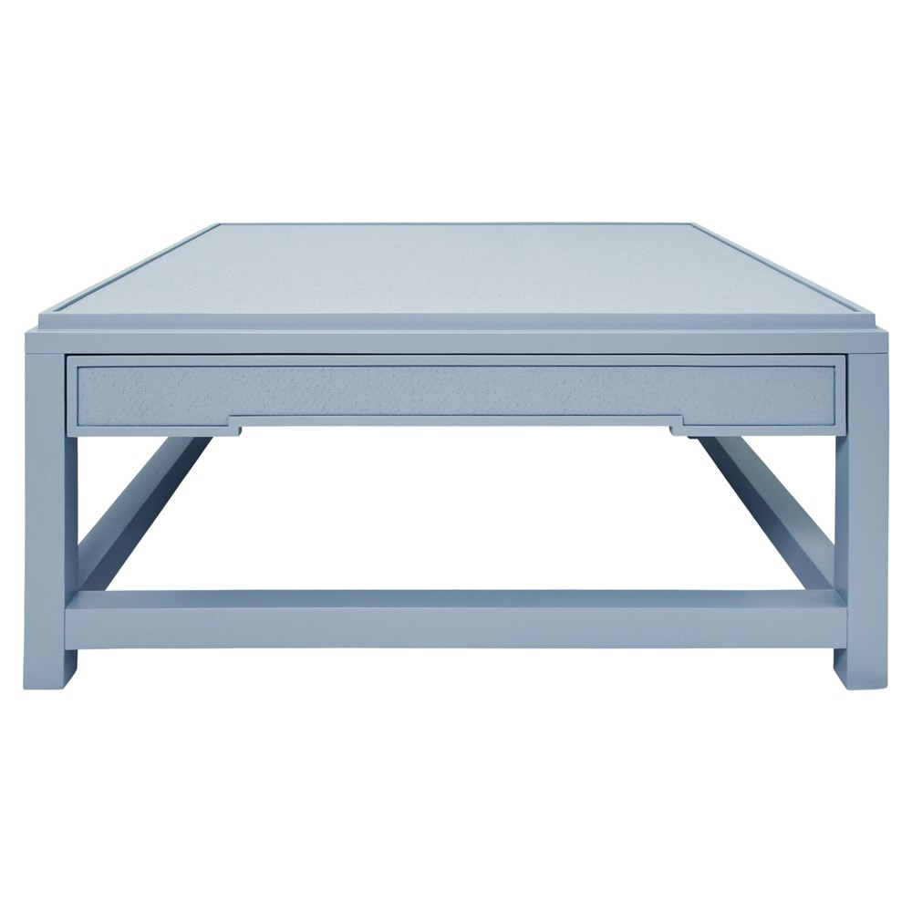 Worlds Away Locklin Modern Light Blue Grasscloth Wood Storage