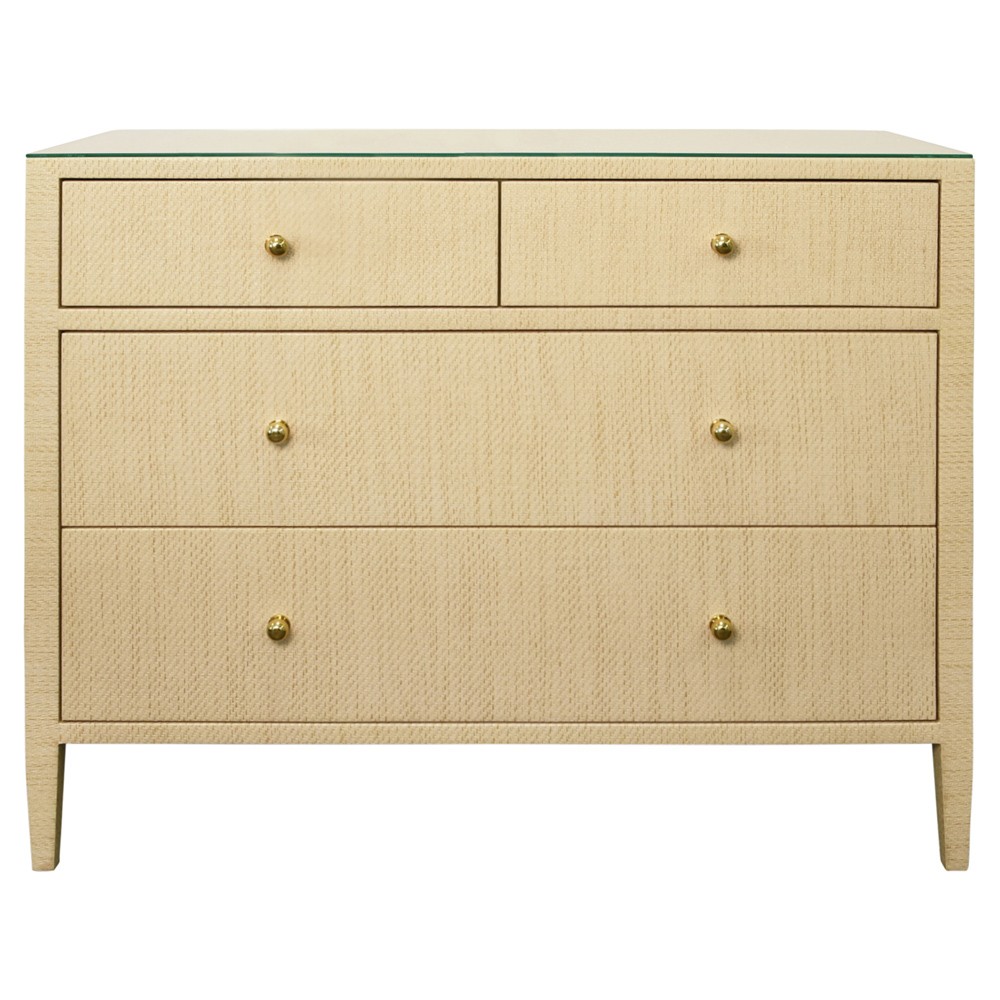 Worlds Away Michelle Modern Classic Natural Brown Grasscloth Wood