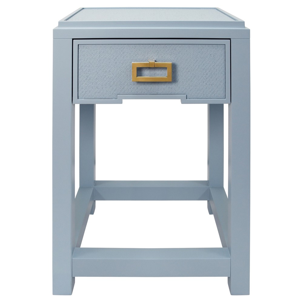 Worlds Away Jean Modern Classic Light Blue Grasscloth Wood
