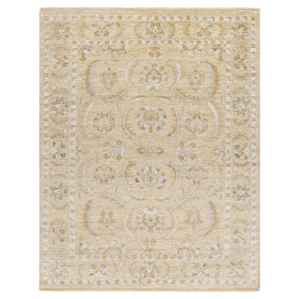 Blaise Updated Traditional Beige Wool Patterned Hand Knotted Rug