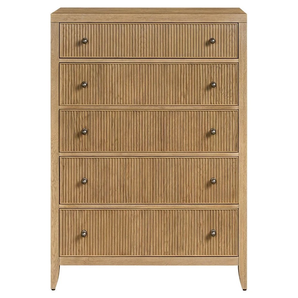 Isabella Modern Classic Fluted Brown Oak Tall Chest|