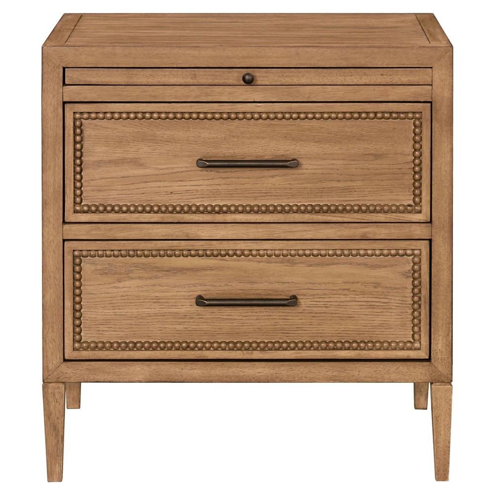 Anjana Coastal Beach Brown Oak Nightstand|