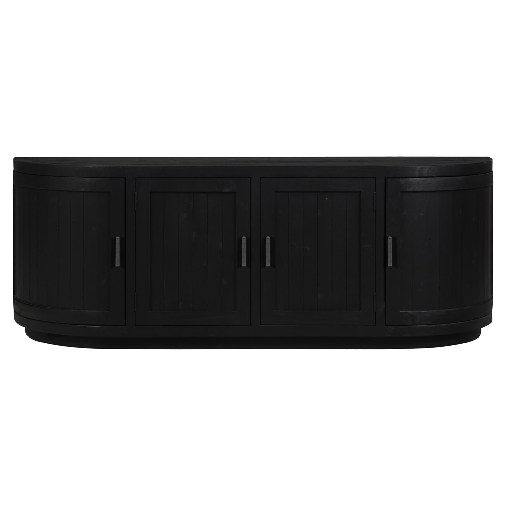Neriah Rustic Lodge Black Reclaimed Wood Media Cabinet - 71"
