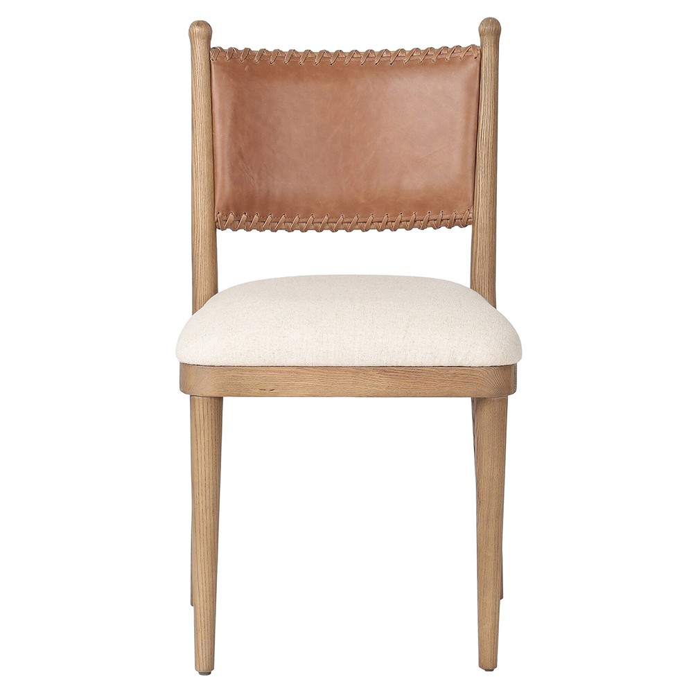 Bella Chestnut Leather Dining Chair | Kathy Kuo Home