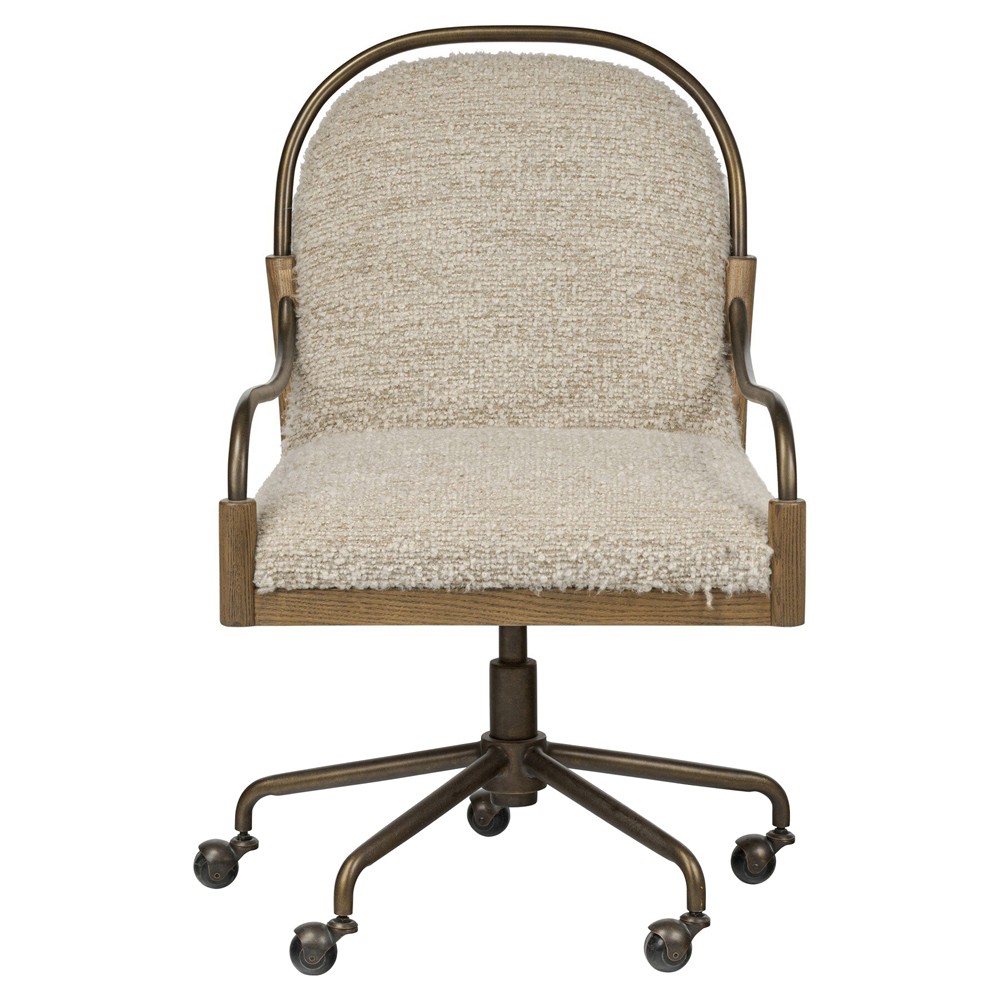 Demi Ivan Stone Brushed Brass Desk Chair | Kathy Kuo Home